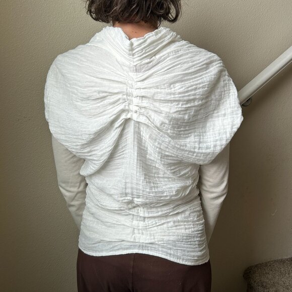 Marie Labarelle White Long‎ Sleeve Button-Up Top X-Large Cotton Blend Womens - Picture 7 of 16